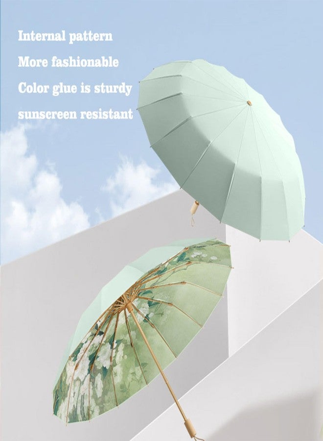 PJxtal National style folding umbrella - a portable umbrella that can withstand typhoons, protect against sun, and even be used as a work of art - Image 2